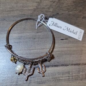 Silver Color Cactus Charm Bracelet